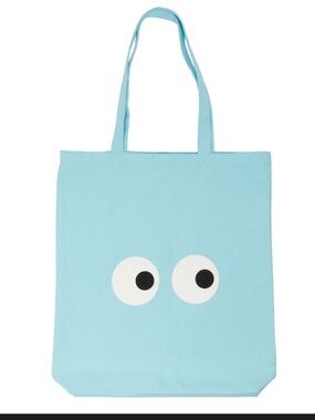 TT9 Playful Aqua Canvas Tote with Eye Graphic